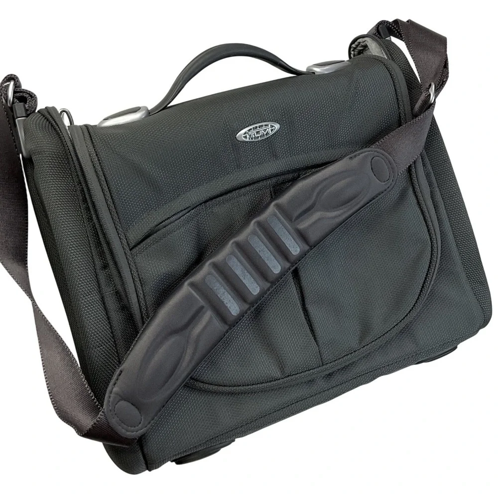 Tumi‎ T3 6412SM Ballistic Nylon Messenger Bag Charcoal Gray Laptop Briefcase
